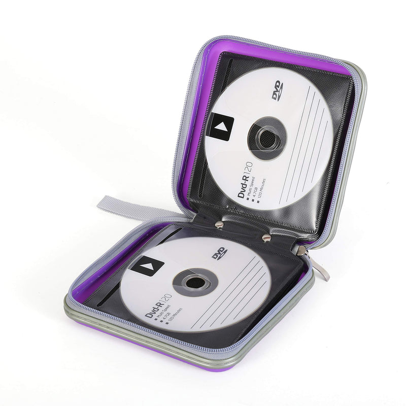 Durable DVD Case, Hard Plastic CD Storage for 30 CD Organizer, Small CD Case for Kids DVD Collection (Purple) 32 purple