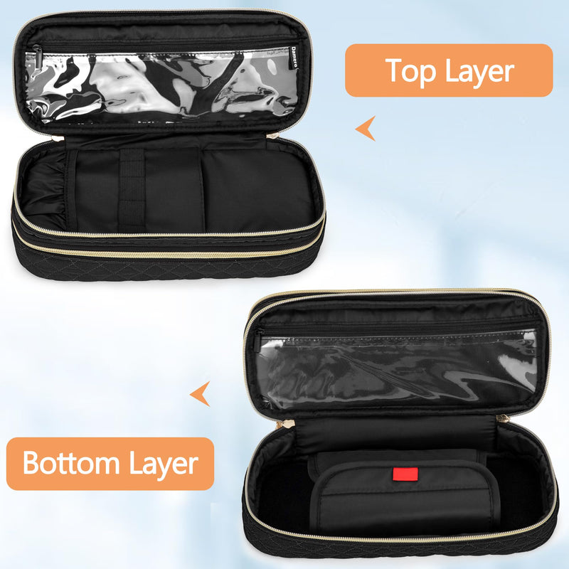 Damero Double Layer Stethoscope Bag Compatible with 3M Littmann/ADC/Omron Stethoscope, Stethoscope Carry Bag, Travel Bag for Nurse Accessories, Black