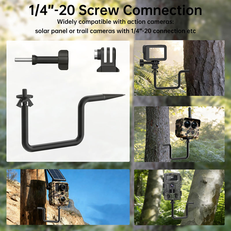 [AUSTRALIA] - Trail Camera Mount, 4 Packs Trail Cam Mounts, Tree Hunting Accessory, 360° Rotatable Game Camera Holder with 1/4"-20 Screw, Heavy Duty Trail Cam Mount for Hunting Cameras/Action Cameras/Solar Panels 