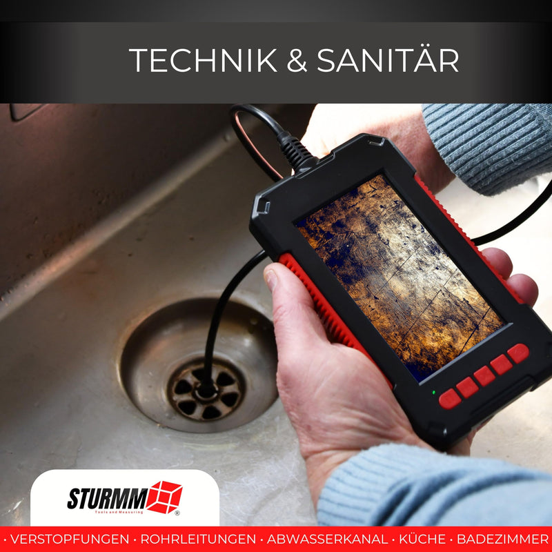 Industrial Endoscope with Single Camera, 5 Meter Cable and 4.3 Inch LCD Display