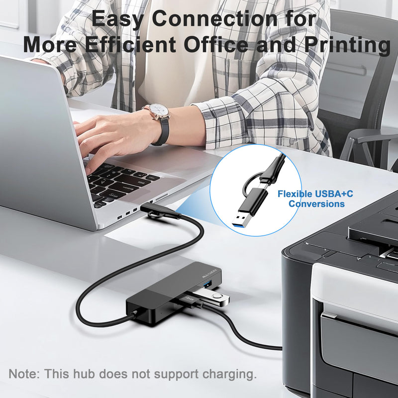 USB A/C to Ethernet Adapter, 3xUSB3.0 and 1000M RJ45 Network hub for Laptop | Plug & play 4-in-1 USB C Hub, Gigabit LAN for Mac/Chrome/XPS & USB-C phones/iPad, 3 USB-A ports for mouse/keyboard/USB fan. 1FT -4 in 1 USB A/C to Ethernet Adapte