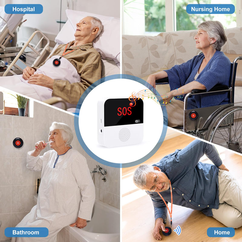 [AUSTRALIA] - WiFi Caregiver Pager System Life Alert Systems for Seniors No Monthly Fee Call Bell for Patients at Home Fall Alert Devices for Elderly 3 SOS Call Button 1 Receiver(only Supports 2.4GHz Wi-Fi) 3 Button & 1 Receiver 