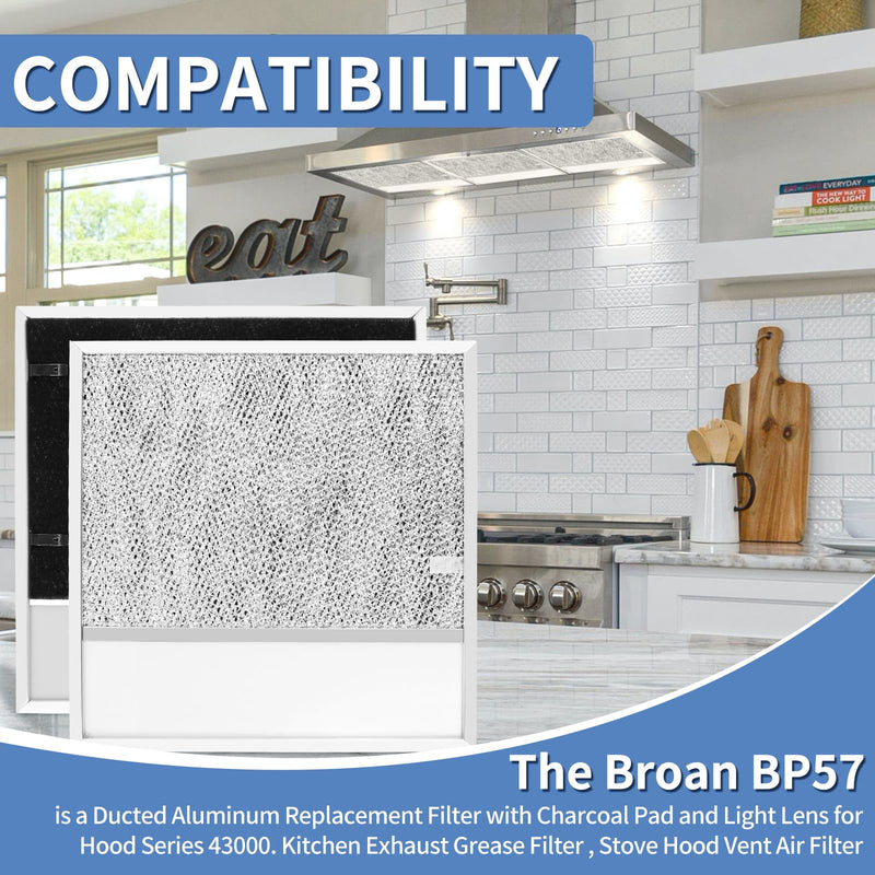 [AUSTRALIA] - BP57 Range Hood Filter with Light Lens pack 2 for Broan-NuTone 43000 Series Stove Hood Vent Air Filter-Kitchen Exhaust Grease Aluminum Filter- 11-3/8 x 11-3/4 In 