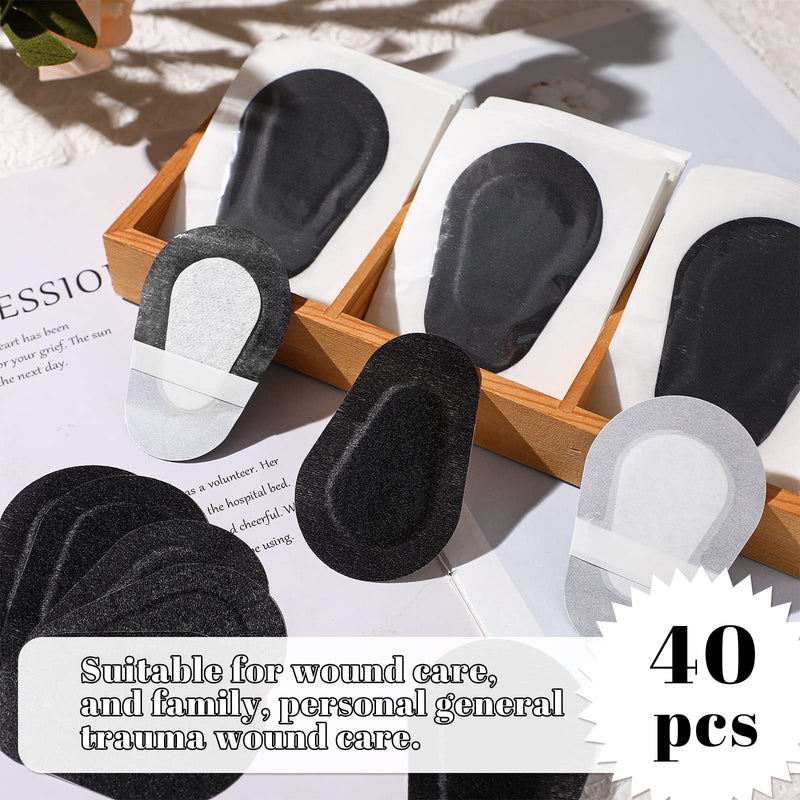 40 Pcs Adhesive Eye Patches, Eye Patches for Adults Eye Pad Disposable Eyepatch Latex Free Adhesive Bandages for Baby Kids Girls (Black,3 x 2 Inch) Black 3 x 2 Inch
