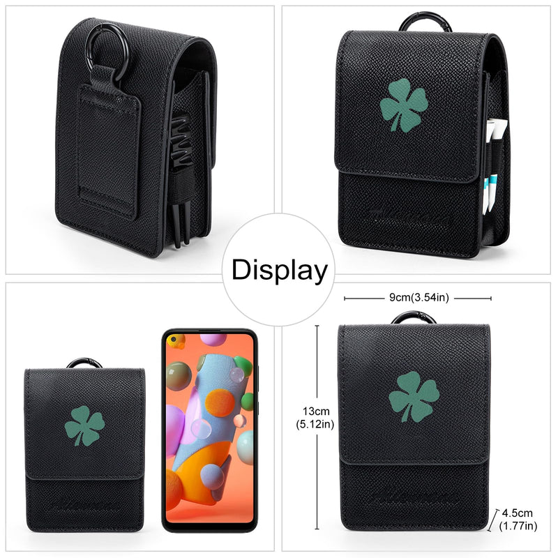 Golf Rangefinder Case - Universal Leather Protective Rangefinder Hard Case | Golf Rangefinder Hard Shell Case with Tee Holder Belt Clip Compatible with Bushnell, Callaway, Garmin & More Rangefinders Black&Green