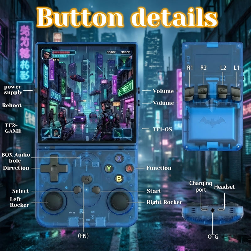 S600 Retro Gaming Console, Handheld Game Console with Games | 4.0" 720x720 IPS Display, 22,000+ Built-In Games, 4000mAh Battery, 64GB Storage for Gaming, Travel & Gifts Blue 64 GB