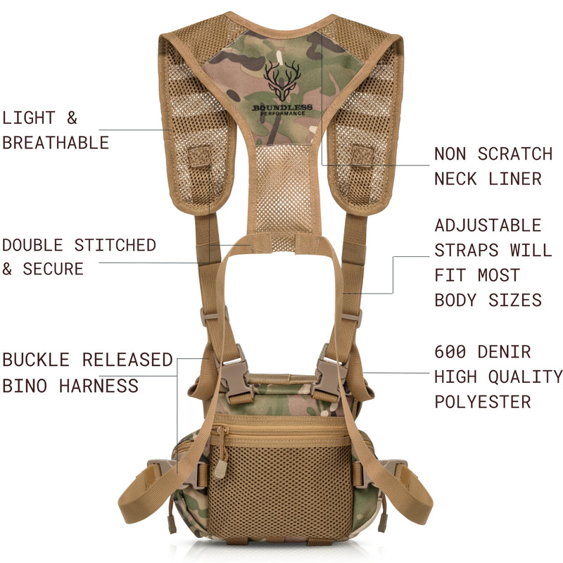 Boundless Performance Binocular Harness Chest Pack - Our Bino harness case is great for hunting, hiking, and shooting Multi
