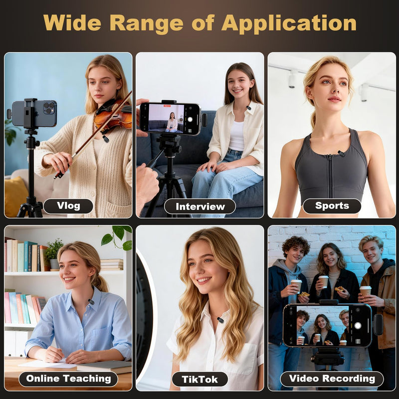 [AUSTRALIA] - Wireless Lavalier Mini Microphone for iPhone ipad Android, 30H Long Battery Life, 100FT Wireless Range, Noise Cancellation, Plug & Play for Vlogging, Video Recording, Podcast, YouTube, TikTok J01 
