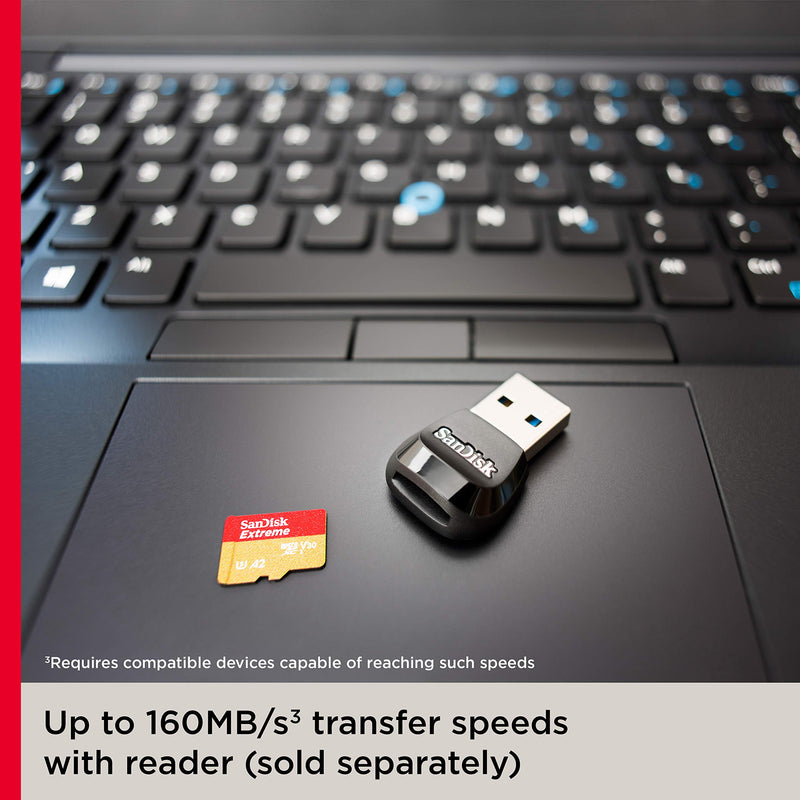 SanDisk 128GB Extreme microSDXC UHS-I Memory Card with Adapter - Up to 160MB/s, C10, U3, V30, 4K, A2, Micro SD - SDSQXA1-128G-GN6MA Card Only