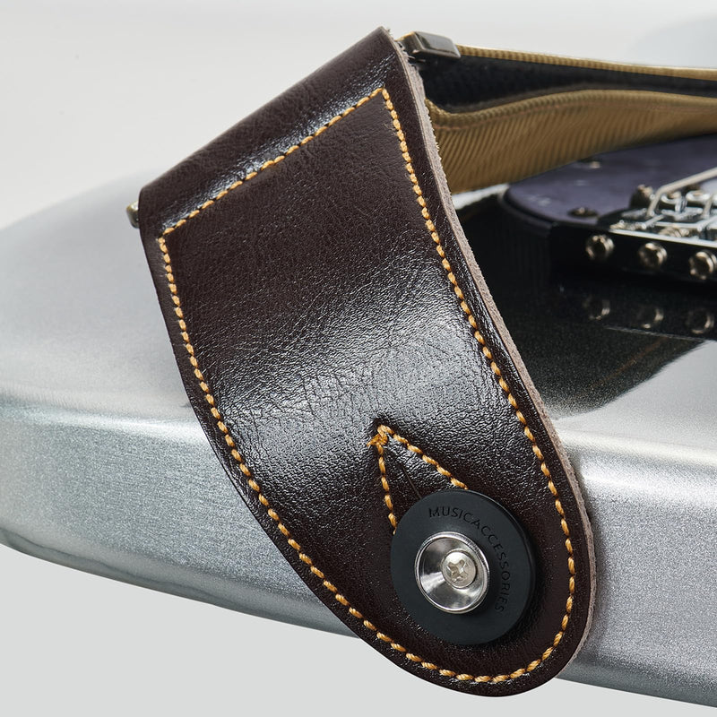 [AUSTRALIA] - Guitar Strap, Discover Unrivaled Comfort with Premium Denim & Cotton for Bass, Acoustic & Electric Guitars - Durable Double-Layer Leather Ends & Eye-Catching Metal Embossed Logo! (Khaki) Khaki 