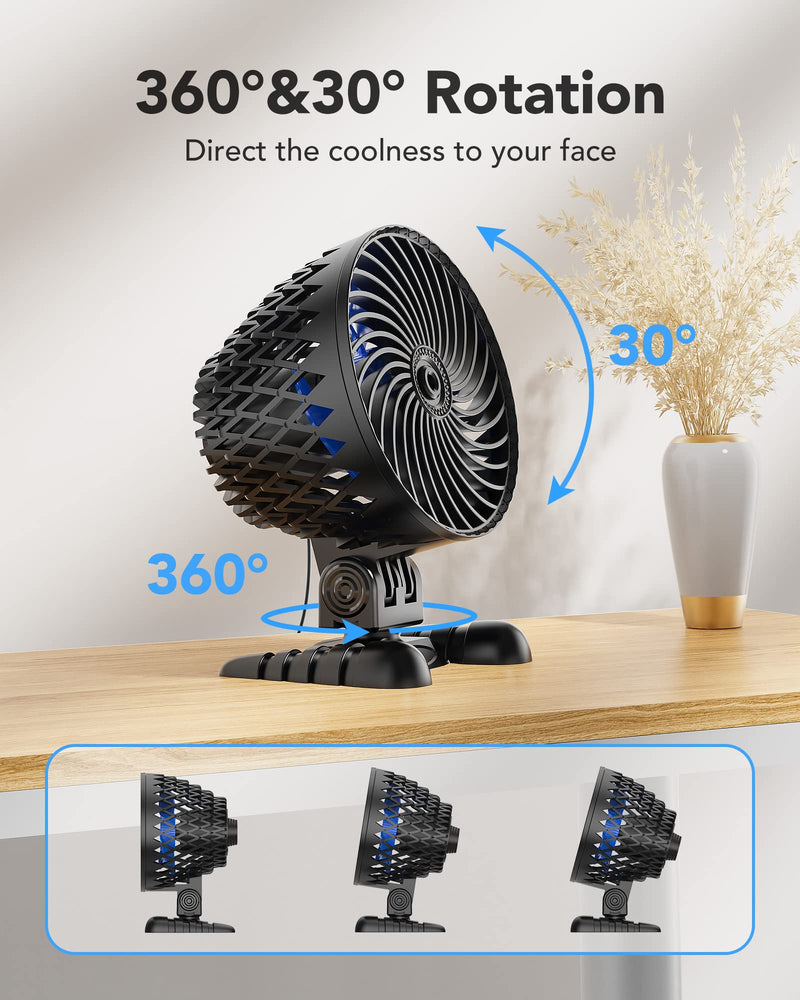 USB Desktop Small Fan, Stepless Speed Adjustment with Multiple Speed Levels, Portable Plug-in Personal Mini Fan,Quiet Powerful Airflow,Suitable for Office Home Dormitory Bedroom, 4.9 Feet Long Cable Black