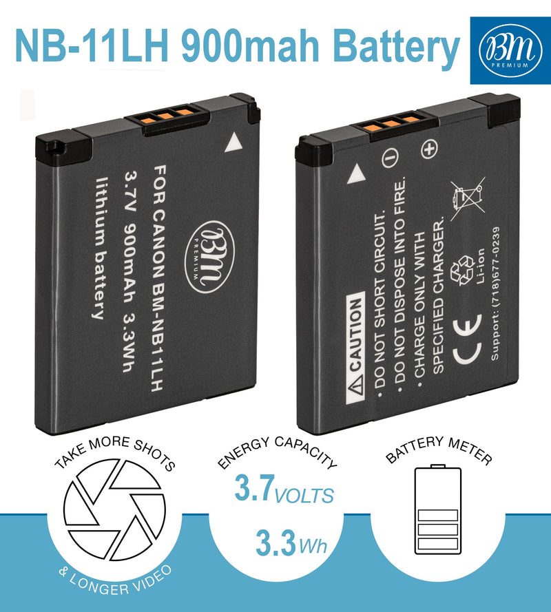 BM 2 NB-11LH Batteries and Charger for Canon Elph 110, Elph 130, Elph 135, Elph 140, Elph 150, Elph 160, Elph 170 IS, Elph 180, Elph 190, Elph 320, Elph 340 Elph 350 Elph 360, SX400 SX410 SX420 Camera