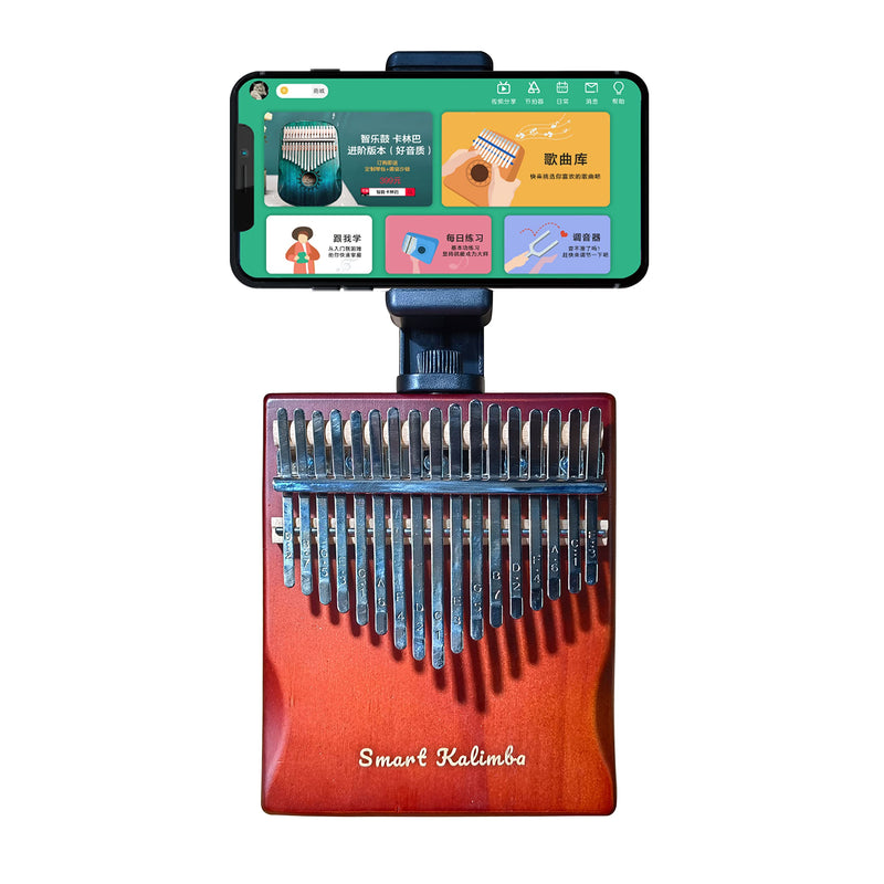 [AUSTRALIA] - Smart Kalimba with APP Tuning Hammer Thumb Piano 17 Keys Portable Finger Easy-to-Learn Musical Instrument Beginner Kids Adult Christmas Gift (Claret Red) Claret Red 