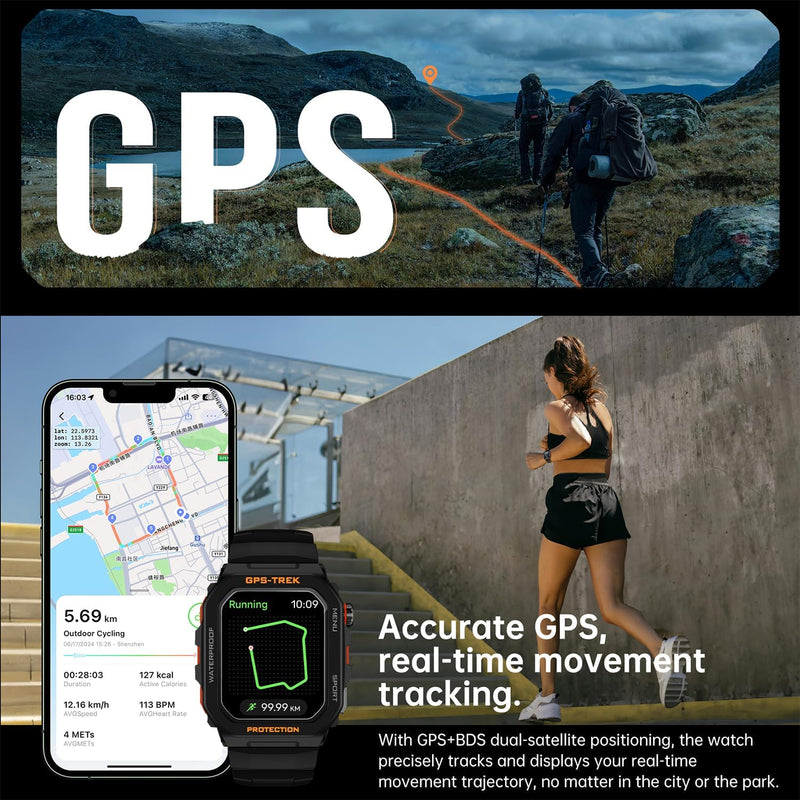SGJIK Military Smart Watches Built-in GPS, 100+ Sport Modes for Men with, Smartwatch for Android Phones and iPhone, 1.75" HD Screen Bluetooth Call 24/7 Heart Rate/Sleep/Stress Monitor (Gray) Gray