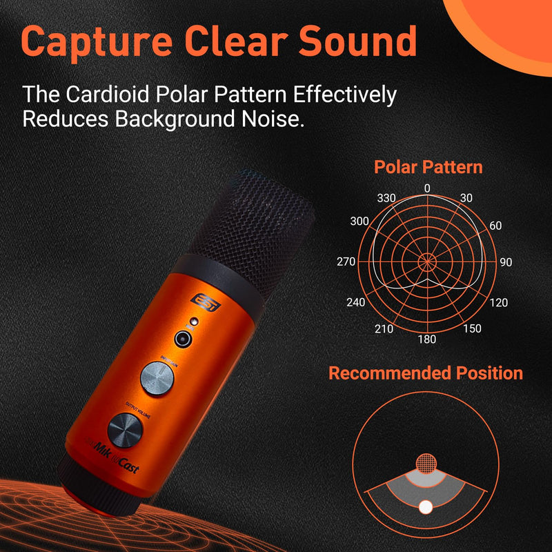 [AUSTRALIA] - ESI cosMik uCast | USB Microphone, Cardioid Condenser Computer Microphone for Gaming, Streaming, Podcasting, 2m USB-C Cable, Mute Button, Built-in Headphone Jack, Gain Control, USB Mic for PC & Mac cosMik uCast USB Microphone 