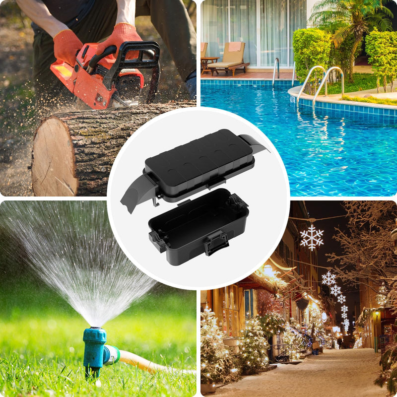 RESTMO Outdoor IP55 Waterproof Cable Box with Removable Shield Covers, Weatherproof Electric Box for Extension Cable, Garden Sockets, Christmas Decorations, Outdoor Timer, Black 1 Stück