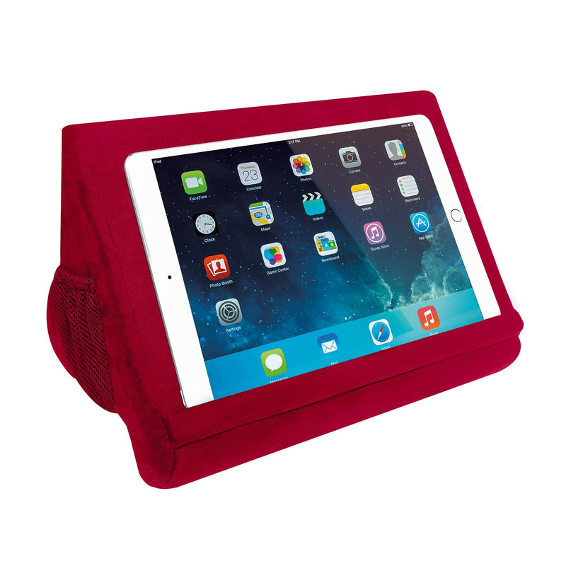 Ontel Pillow Pad Ultra Multi-Angle Soft Tablet Stand, Burgundy - Comfortable Angled Viewing for iPad, Tablets, Kindle, Smartphones, Books, Magazines, and More