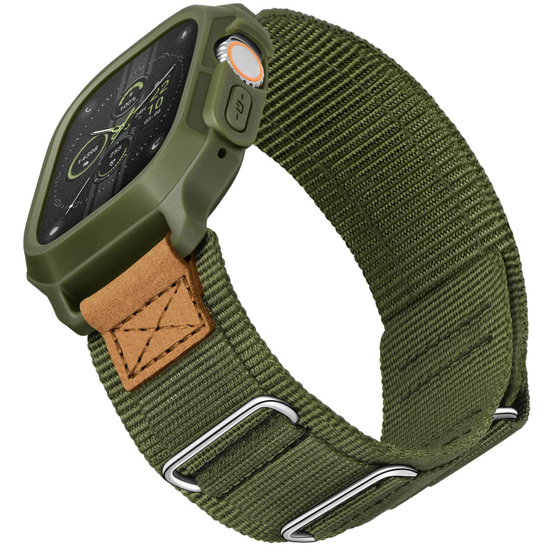 Bundle of the Rugged Nylon Velcro Apple Watch Band (Black/Army green)