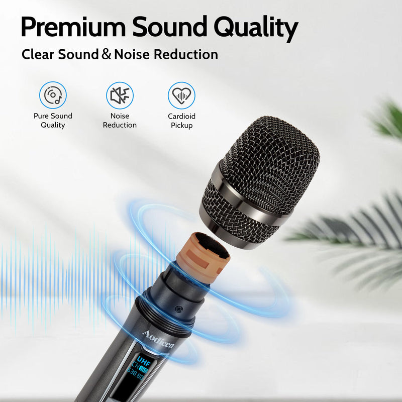 Wireless Karaoke Microphone - Plug & Play Handheld Mic System with Receiver for Smart TV, Singing, Parties (Black, 2 Mic) Black