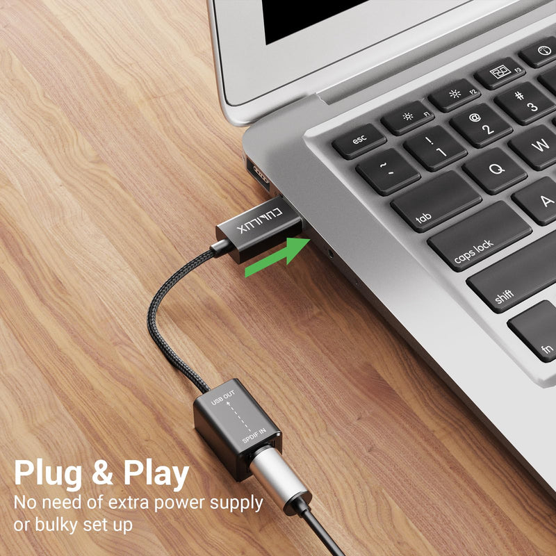 Cubilux USB A SPDIF Input Adapter for PC [Stereo Recording ONLY, NOT for Playing Audio] USB Optical Line-in Dongle, Toslink to USB Receiver, USB A SDPIF RX Interface Suitable for Laptop Computer