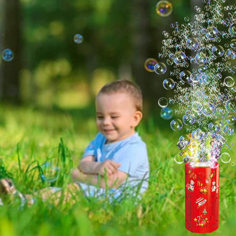 Fireworks Bubble Machine with 240ml Bubble Solution, Portable Automatic Bubble Machine with Lights and Closeable Music, Bubble Maker Toys for Kids Outside Activities Parties Wedding Christmas 1pcs