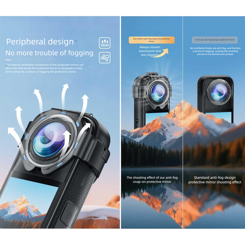 Insta 360 X5 Premium Glass Lens Guard Set for Insta360 X 5 X5 Protective Cover Case Cap Anti-fog Snap-on Protective Mirror