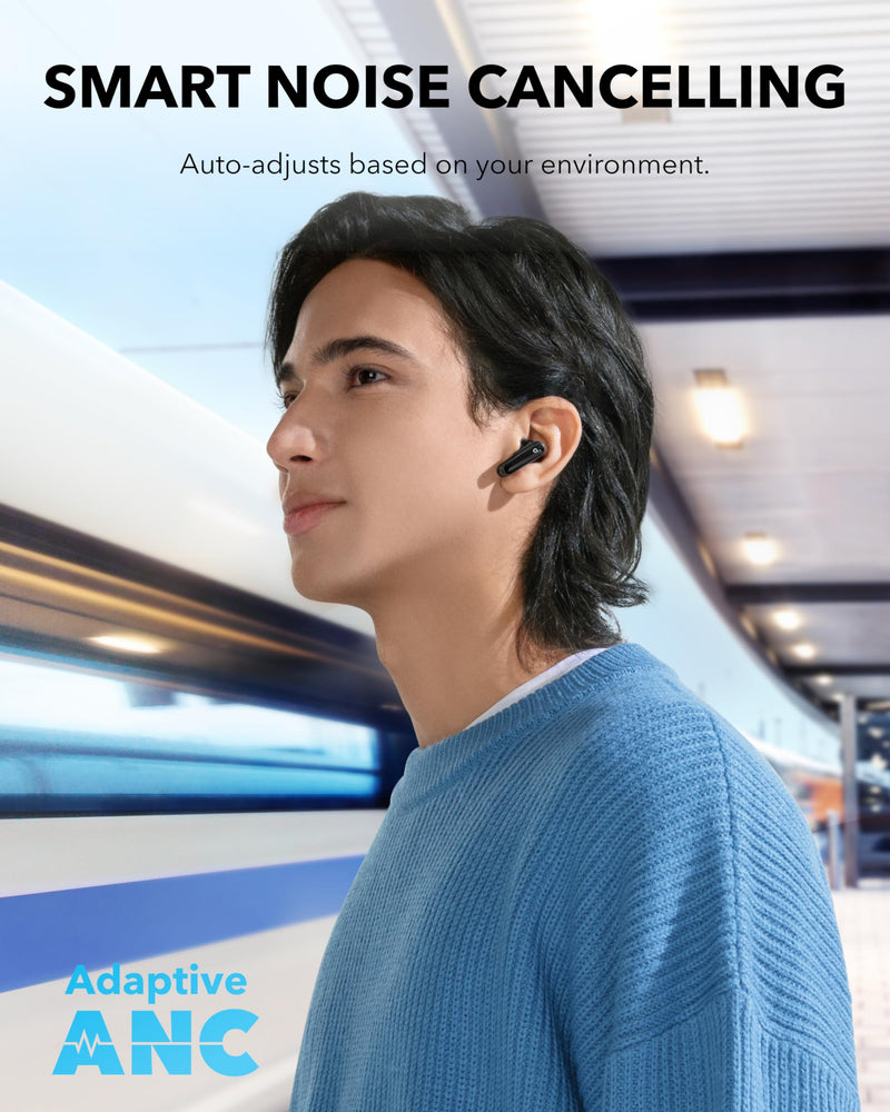 Soundcore P40i by Anker Noise Cancelling Earbuds with Adaptive ANC | Heavy Bass, 60H Playtime, 2-in-1 Case and Phone Stand, IPX5, Wireless Charging, Bluetooth 5.3 Midnight Black