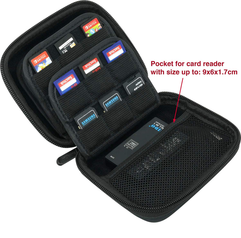 Large Capacity 33 Slots Storage Case Holder for SD Memory Cards, Switch Game Cartridges, PS Vita Game Plus 12 Micro SD Card Holders, Pouch for Card Reader