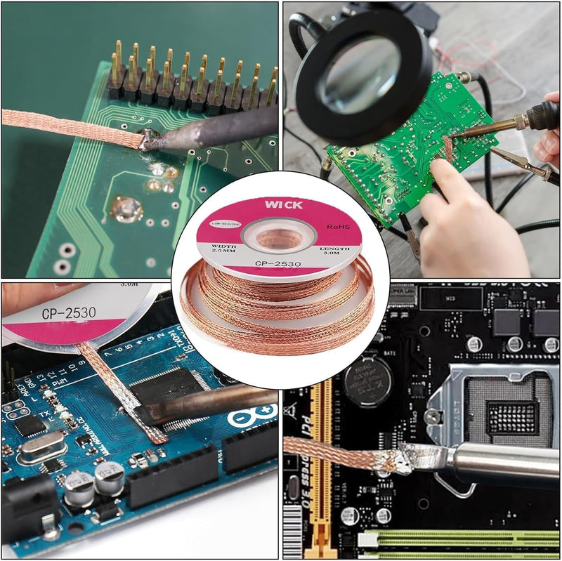 Soldering Core and Flux Paste for Electronic Repair No-Clean Flux (20g) Desoldering Kit Solder Core and Flux Paste