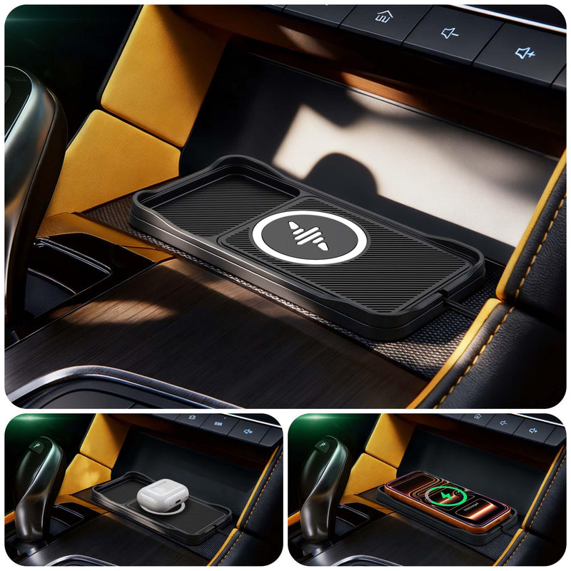 Wireless Car Charger Pad, Fast Car Wireless Chargers Charging pad Non Slip Car Wireless Phone Charger for iPhone 17/16/15/14/13/12 Pro, SE3/SE2/XS/X/XR/8, 30cm Cable