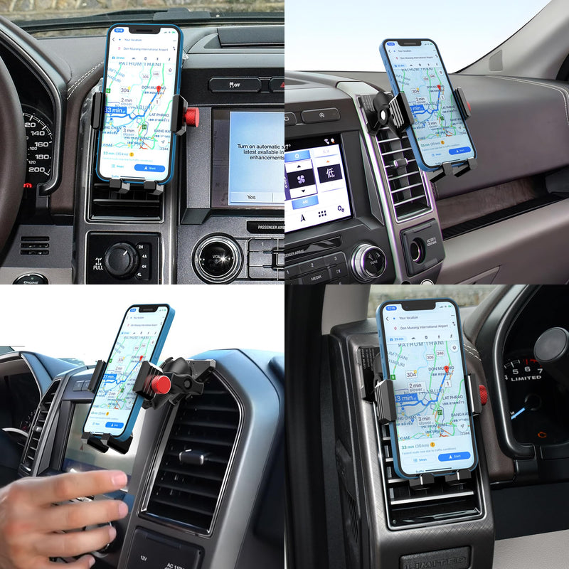 EASEORD Vent Phone Mount for Ford F-150 2015-2020 & Super Duty 2017-2021 | Expedition 2018-2021| 360 Rotation Aluminum F150 Vent Cell Phone Holder for All Smartphones,Custom Fit,Easy Install