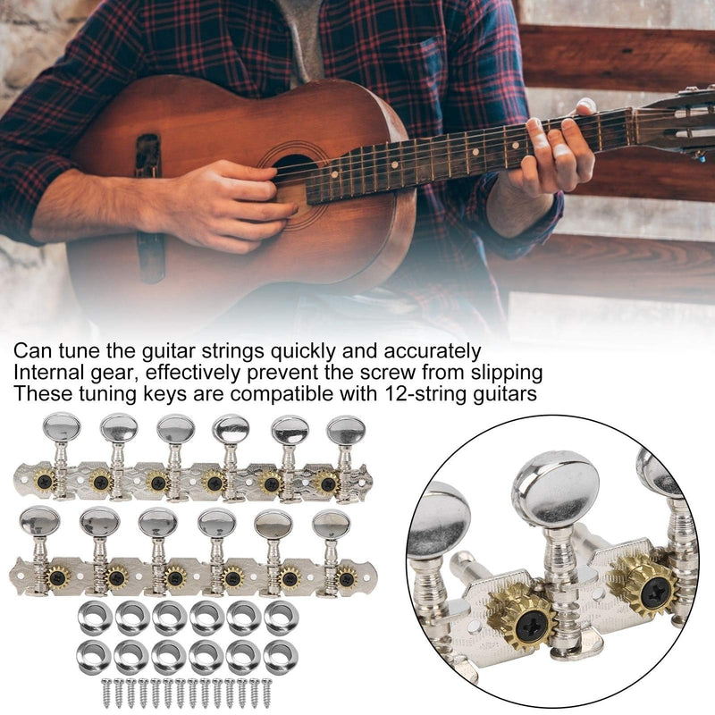 Vintage Guitar String Tuning Peg Tuner Machine Head 6L 6R Tuning Keys for Electric, Classical, Folk or Acoustic Guitars String Tuners Replacement Set