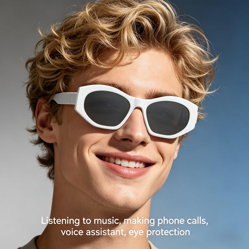 Bluetooth Smart Glasses for Men Women Audio Glasses with Bluetooth Built-in Speakers and Mic Voice Control, Clear Lens Black Frame - Clear Lens