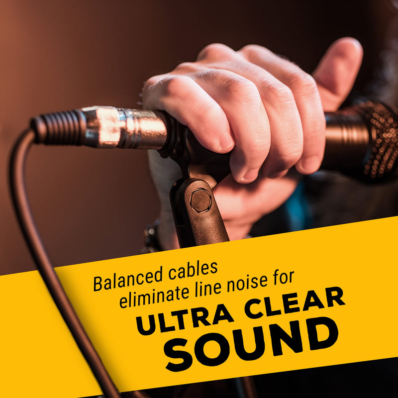 GLS Audio 6ft Patch Cable Cords - XLR Male to XLR Female Black Cables - 6' Balanced Snake Cord - Pack of 6 6 Ft.
