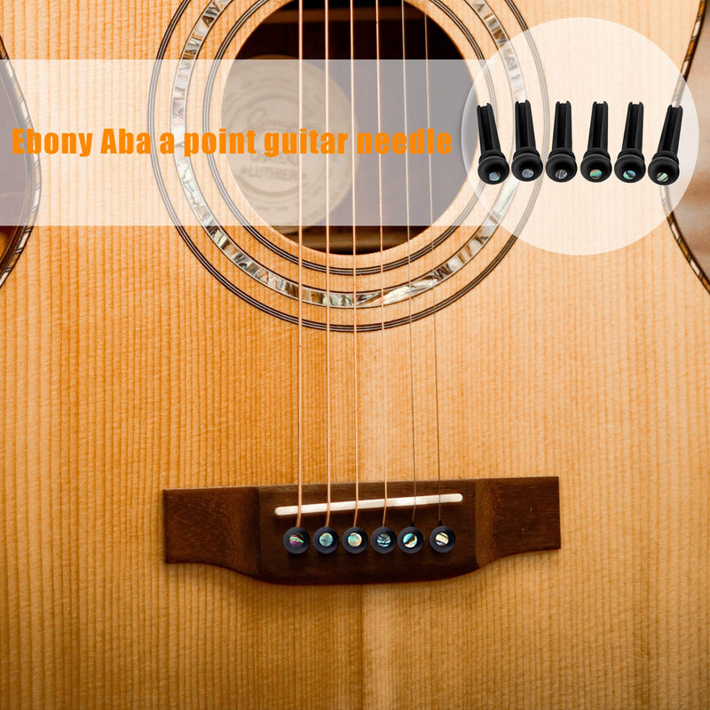 [AUSTRALIA] - SAVITA 6pcs Ebony Guitar Bridge Pins, Acoustic Guitar Bridge Pegs for 6 and 12 Strings Replacement Parts Guitar String Pins with Small Abalone Shell Dots(Black) 