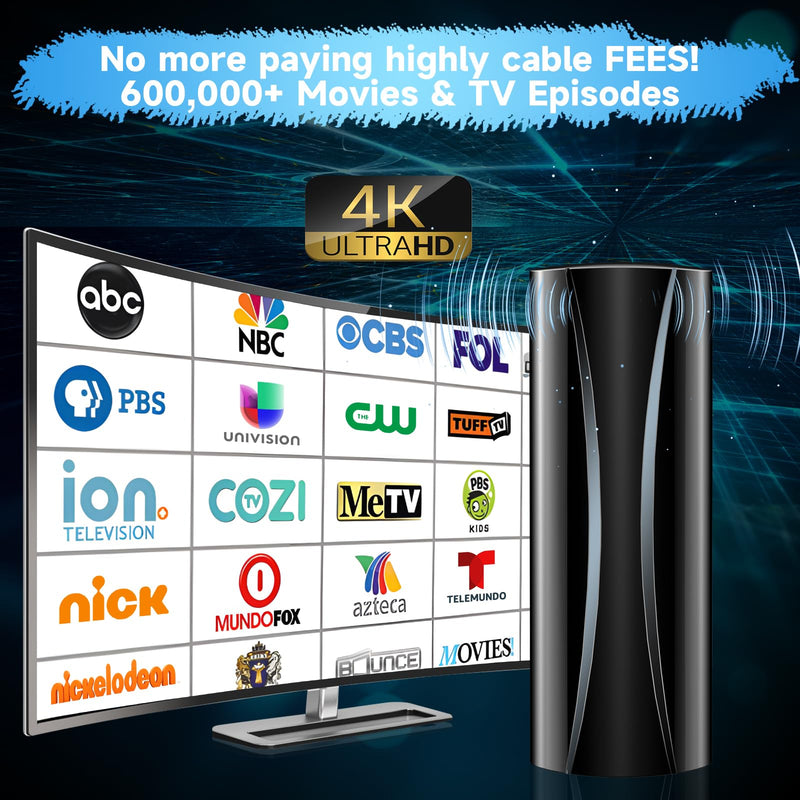 2025 Strongest Digital TV Antenna, 1600+Miles Range TV Antenna for Smart TV Indoor, 360° Reception TV Antenna Indoor with Amplifier Signal Booster Support 4K 8K 1080p All TV's-36ft Thick Coaxial Cable AN-5004