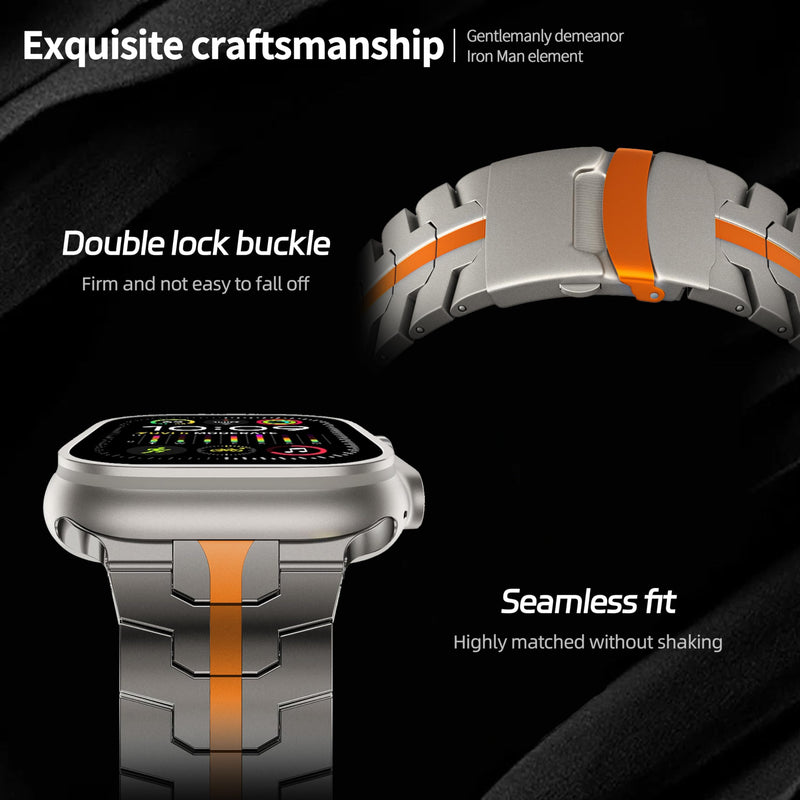 Titanium Band Compatible with Apple Watch Ultra ＆ Ultra2 49mm 46mm 45mm 44mm, Durable Lightweight Titanium Metal Strap, for iWatch Series 10 9 8 7 6 5 4 3 2 1 SE Men Women Bands 49mm/46mm/45mm/44mm/42mm(Series 3) Titanium Orange