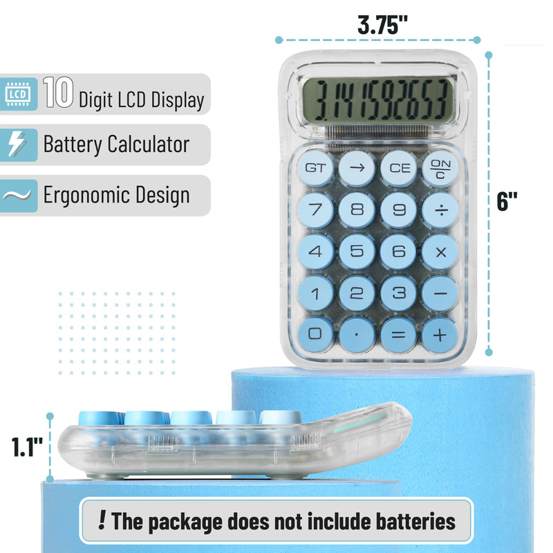 [AUSTRALIA] - Mr. Pen- Mechanical Switch Calculator, 10 Digits, Blue Calculator, Transparent Body, Large LCD Display, Big Buttons Mechanical Calculator Desktop Calculator, Cute Calculator, Aesthetic Calculator 