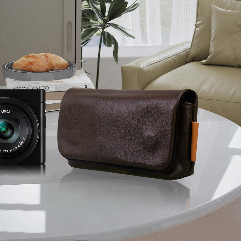 Lacdo Camera Case for Panasonic LUMIX ZS99/TZ99/ZS300/LX10/ZS80/ZS100/ZS70/ZS200 Point and Shoot Digital Camera, Compact LUMIX ZS99 Case, Soft Leather Protective Small Camera Travel Pouch Sleeve,Brown Brown