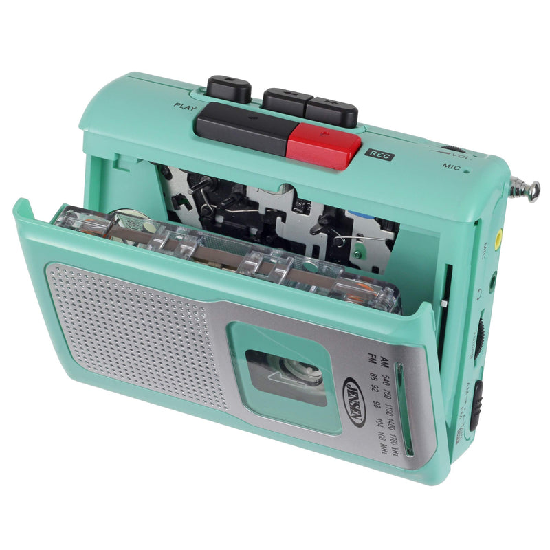 Jensen CR-100 Retro Portable AM/FM Radio Personal Cassette Player Compact Lightweight Design Stereo AM/FM Radio Cassette Player/Recorder & Built in Speaker (Teal Limited Edition) Teal