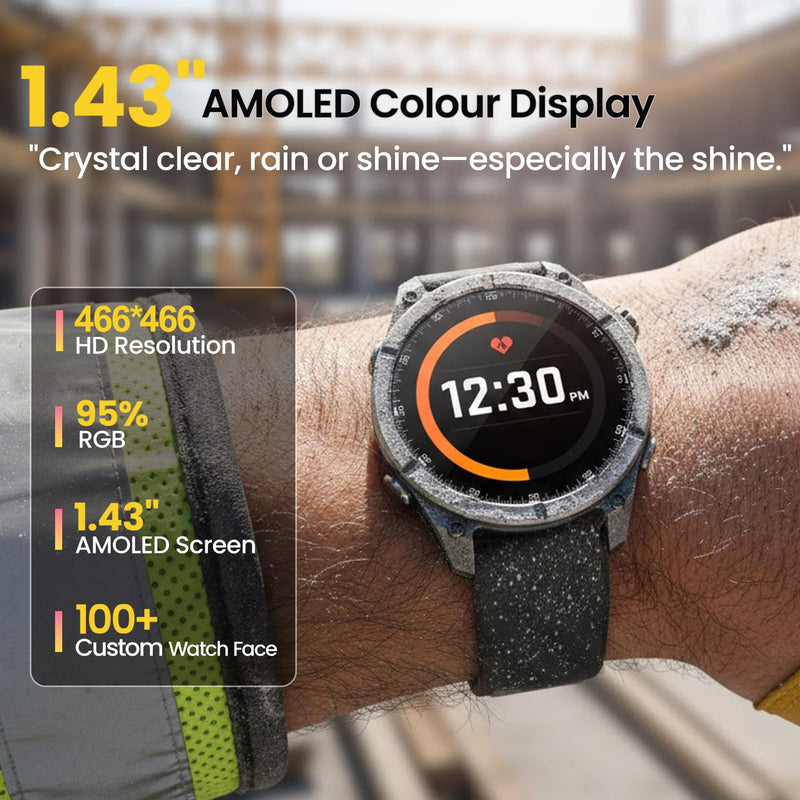 Military Smart Watches for Men, 1.43" AMOLED Fitness Watch with Compass | 24/7 Heart Rate, SpO2 Monitor, Sleep Tracker, Answer/Make Calls, 100+ Sport Modes, Smart Watches for Android iOS
