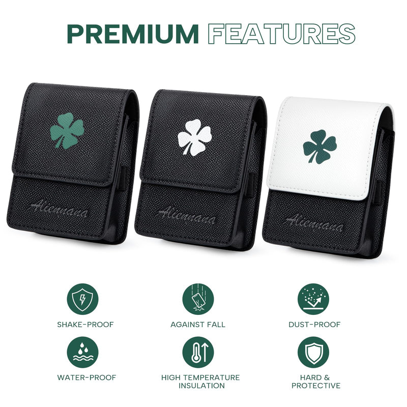 Golf Rangefinder Case - Universal Leather Protective Rangefinder Hard Case | Golf Rangefinder Hard Shell Case with Tee Holder Belt Clip Compatible with Bushnell, Callaway, Garmin & More Rangefinders Black&Green