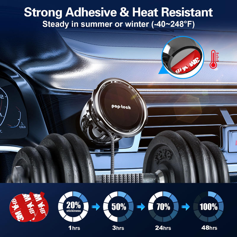 pop-tech Adhesive Magnetic Phone Holder for Mercedes-Benz GLC C E CLS-Class | Strong Magnets, Stick On Sloped Vertical Car Dashboard, All-Metal Dash Phone Mount for iPhone Samsung Socket Grip