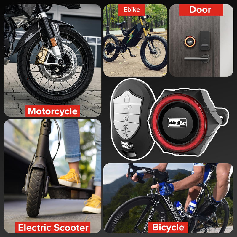 Bike Alarm,110dB Loud Waterproof Wireless E-Bike Alarm with Remote,Anti Theft Alarm Adjustable Volume Motorcycle Alarm Wireless Motion Sensor Alarm for Bicycle, Ebike,Ebike Accessories