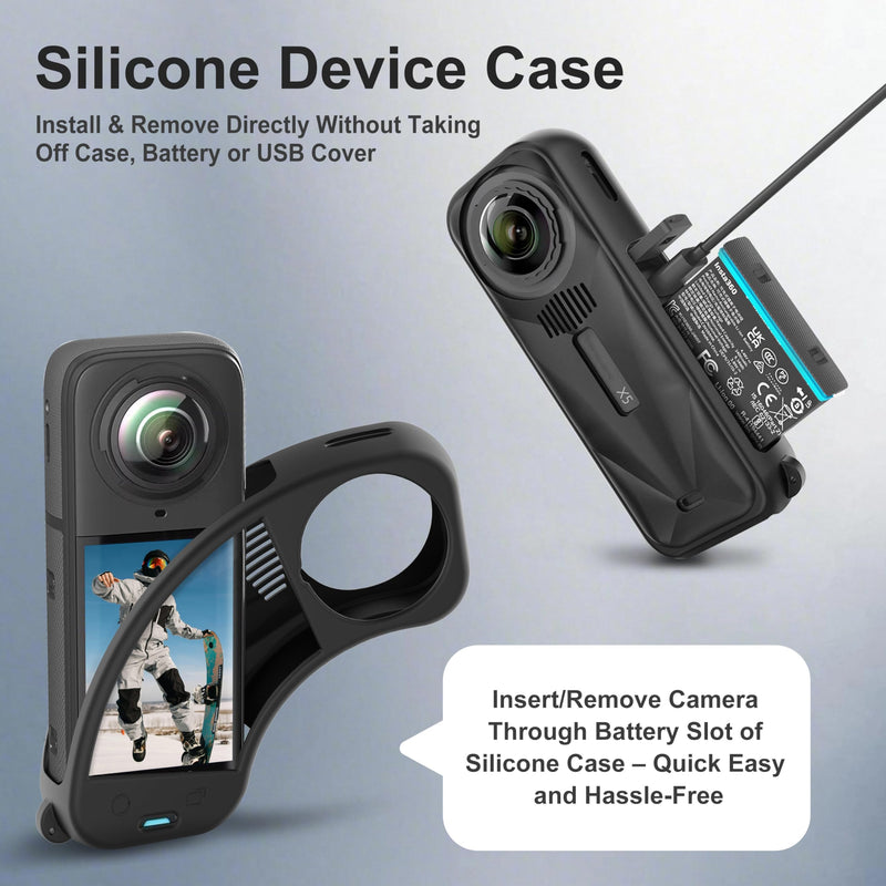 [AUSTRALIA] - FitStill Protection Accessories Kit Only for Insta 360 X5 Optical 2PCS Tempered Glass Screen Protector+Rubber Lens Cap+Silicone Rubber Protective Case+Silicone Support Base Mount Insta 360x5 Accessory 