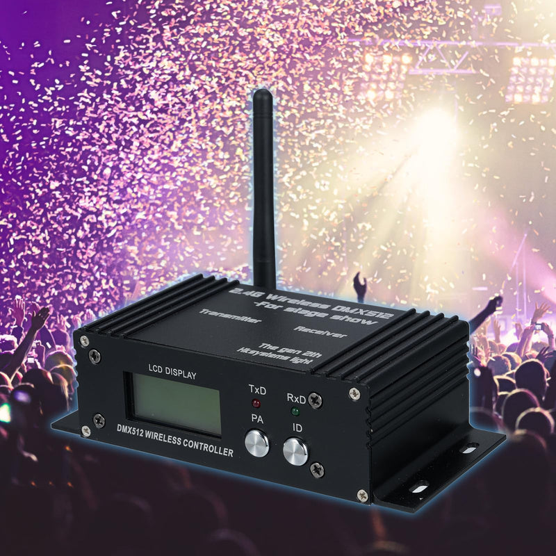 LIXADA DMX512 2.4G Wireless Controller Transmitter Receiver Adjustable Repeater Lighting Controller LCD Display Power 35 Groups ID Coding for Party DJ Show Club LED Stage Disco KTV Stage Light