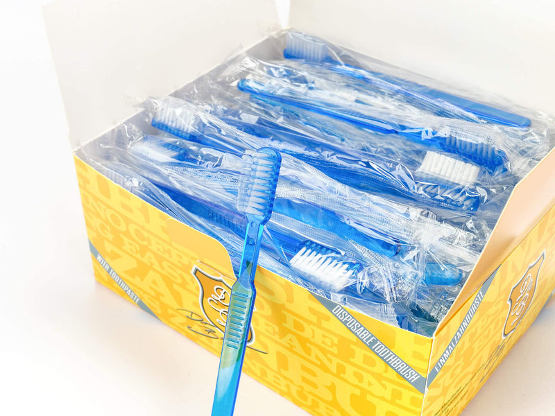 Dr. Bauer Disposable Toothbrushes with Toothpaste Pack of 100 Blue-red-pink-black 100 stück (1er Pack)
