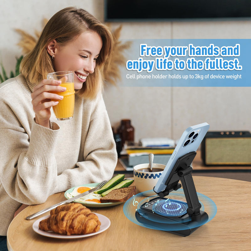 Birthday Gifts for Men, Cell Phone Stand with Wireless Bluetooth Speaker and Anti-Slip Base HD Surround Sound with iPhone/ipad/Samsung Galaxy, Valentines Day Gifts for Him, Cool Gadgets for Men