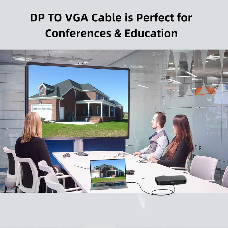 DisplayPort to VGA Cable 10 FT, 2-Pack Display Port DP to VGA Adapter Cord Male to Male HD Video 1080P for Computer, Monitor, TV, Projector