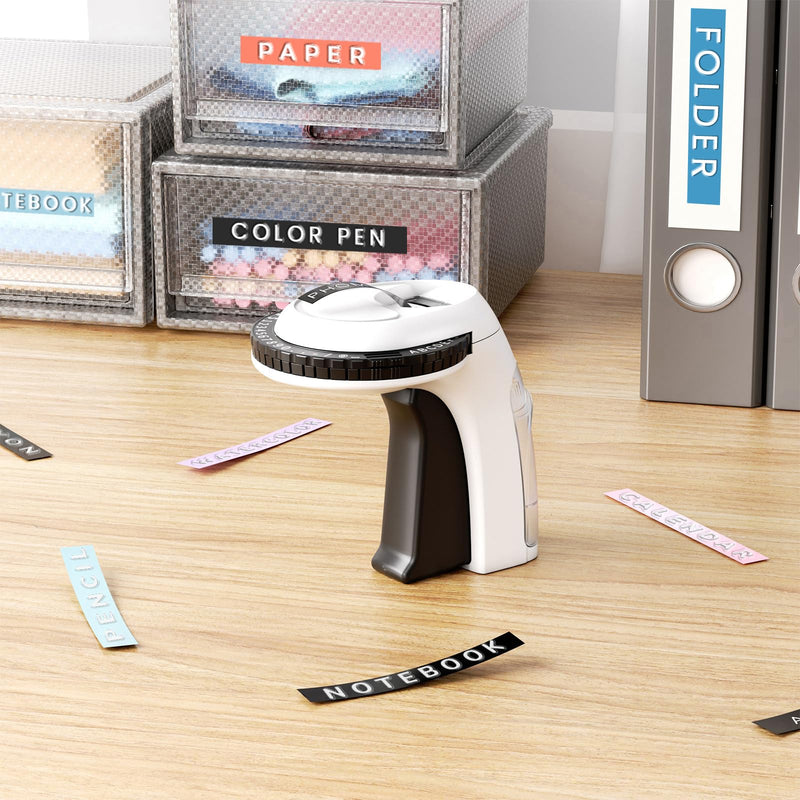 [AUSTRALIA] - Embossing Label Maker Machine with Tapes, Vintage Embossed Label Maker Manual, Retro Emboss Label Maker Old School, Embosser with 5 Rolls 9mm 3D Tapes for Home Office Kids DIY Crafting, Black 1 Label Maker+5 Tape 